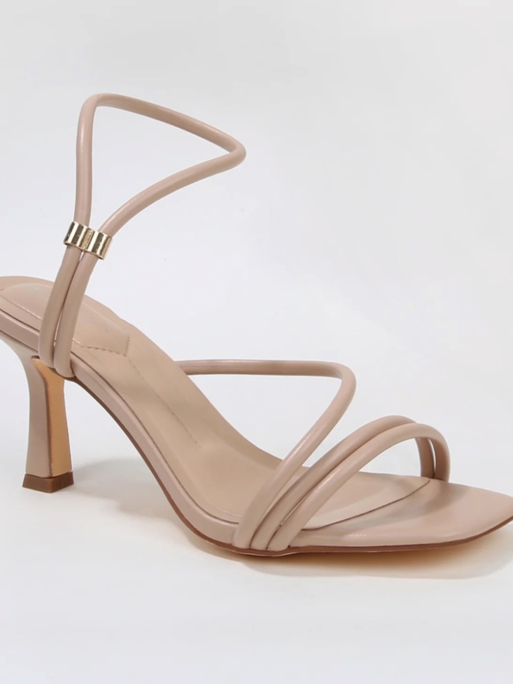 NWB Berness Hannia Nude Tubular Strap Ankle Loop Kitten Heels Womens Size 9